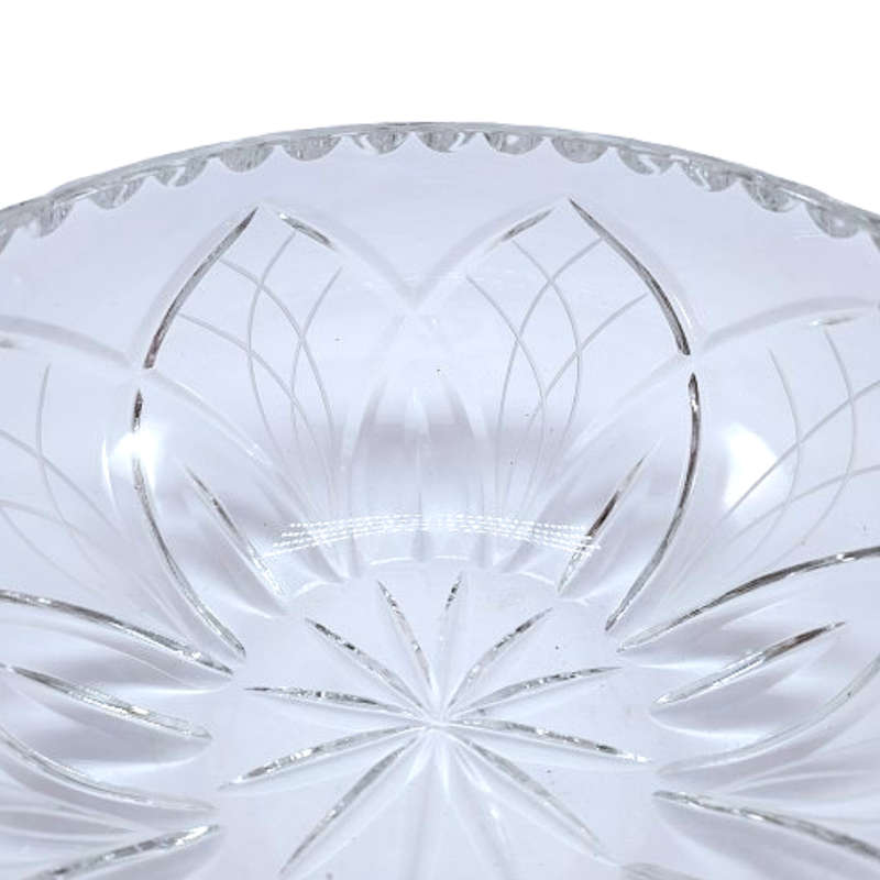 Great Quality Lead Cut Crystal Etched Round Dish Bowl