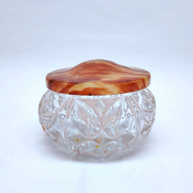 Vintage German 1930-1950 Bonboniere Lidded Glass Dish