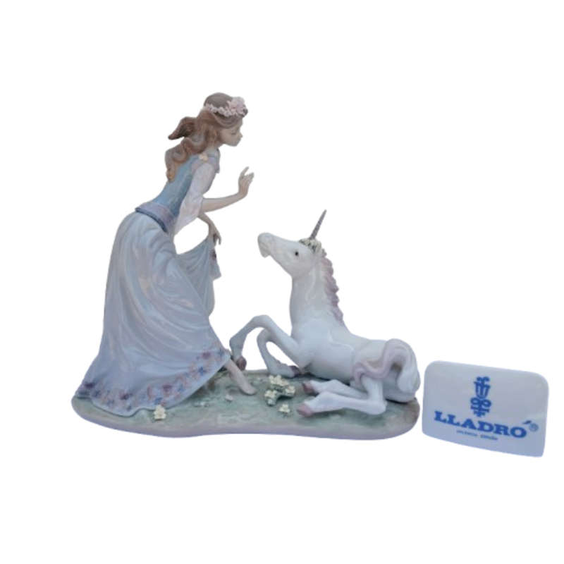 Lladro Rare Figurine Princess and the Unicorn #1755