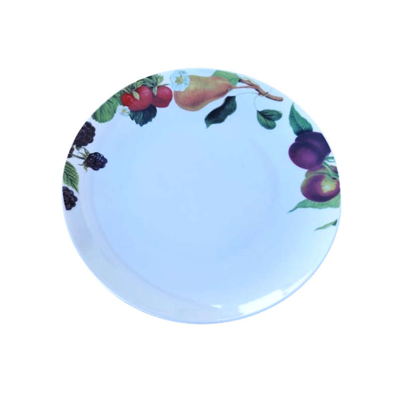 Fruits and Flowers Royal Bone China Sauce Boat on Plate
