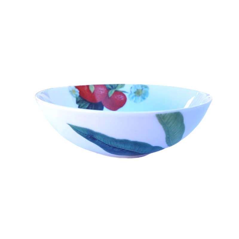 Fruits and Flowers Royal Bone China Sauce Boat on Plate