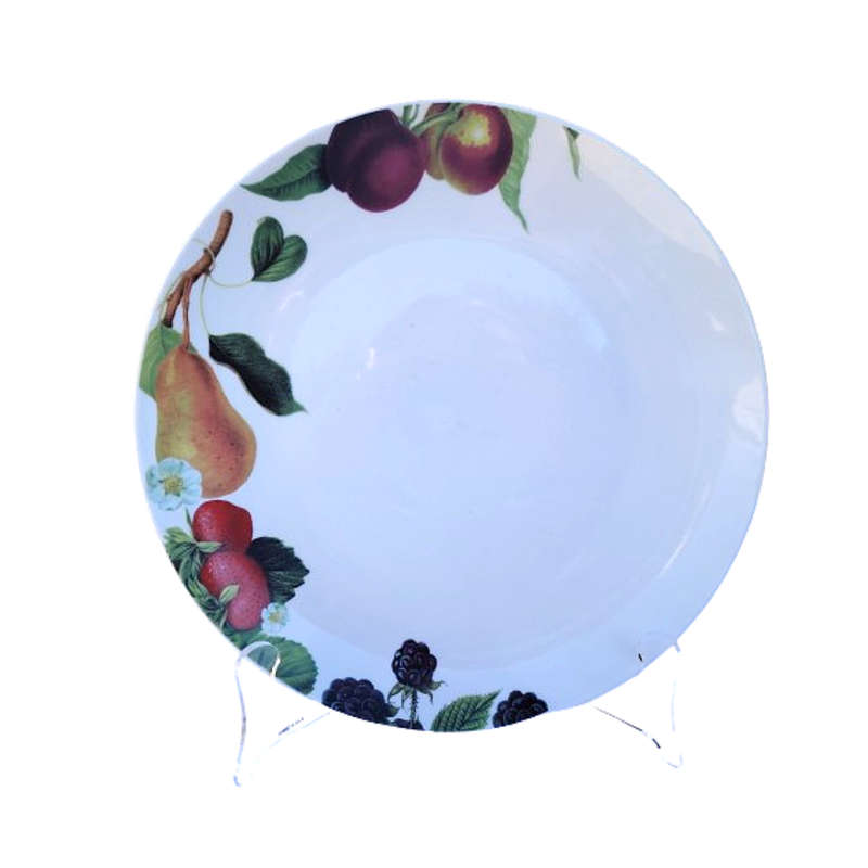 Fruits and Flowers Royal Bone China Sauce Boat on Plate