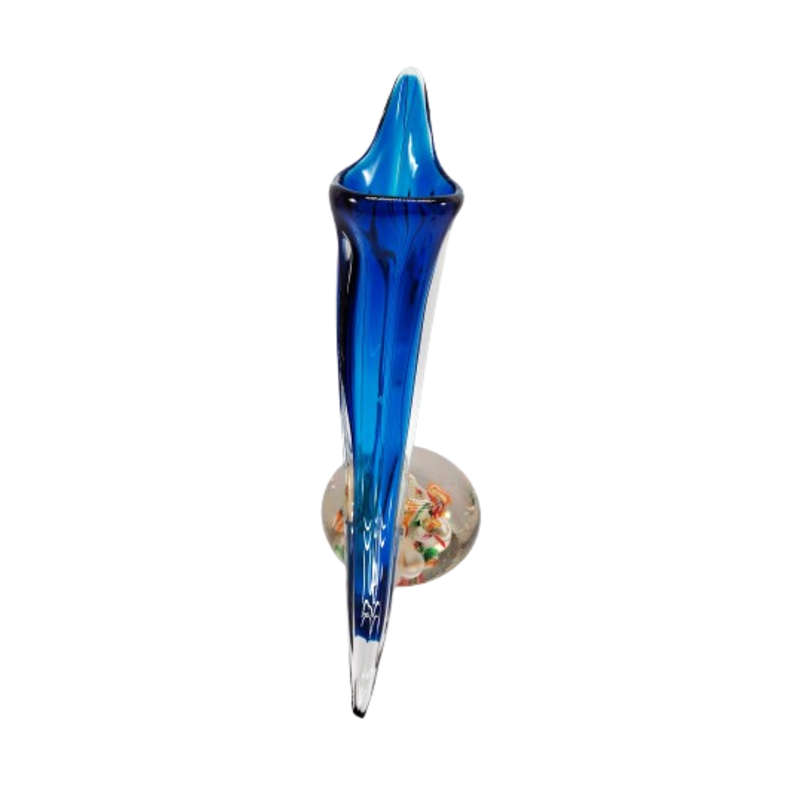 Lenwile Ardalt Art Glass Blue Vase Millefiori Paperweight