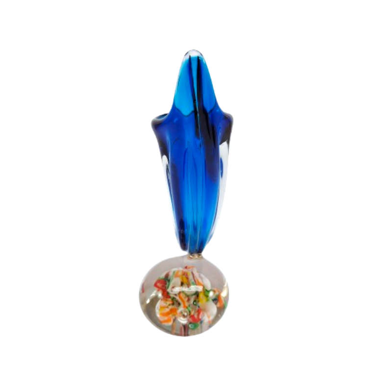 Lenwile Ardalt Art Glass Blue Vase Millefiori Paperweight