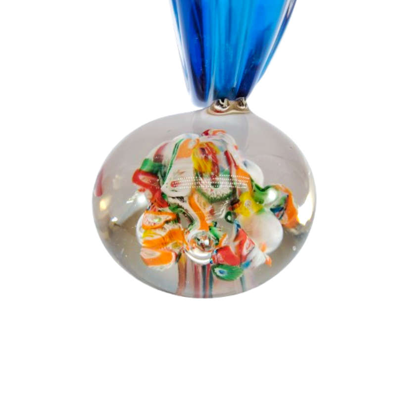 Lenwile Ardalt Art Glass Blue Vase Millefiori Paperweight