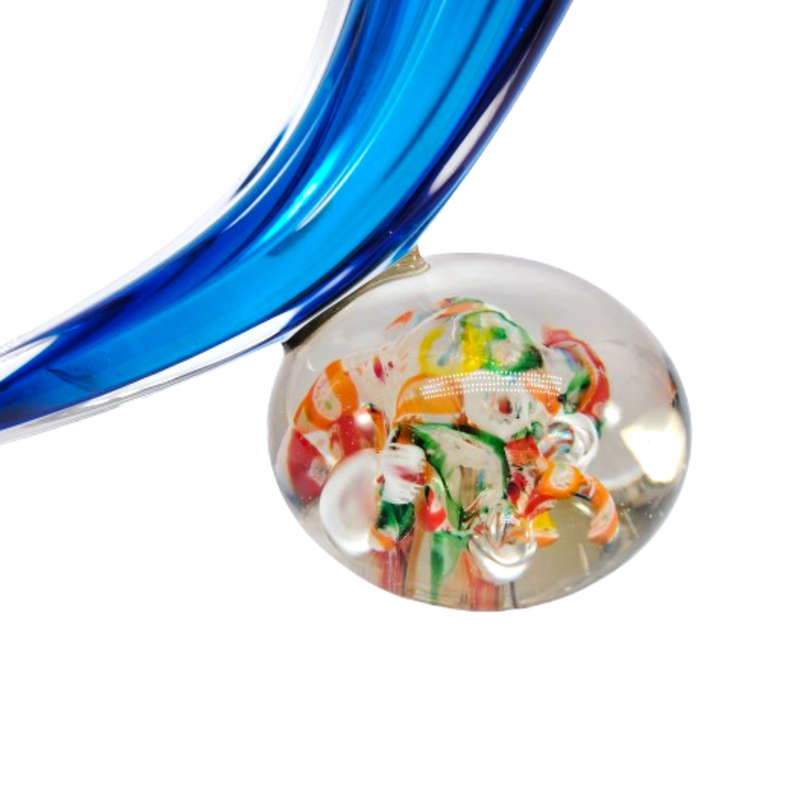Lenwile Ardalt Art Glass Blue Vase Millefiori Paperweight