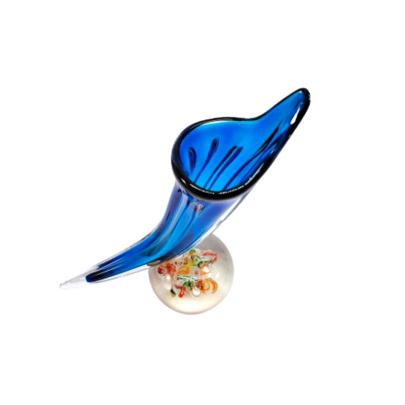 Lenwile Ardalt Art Glass Blue Vase Millefiori Paperweight