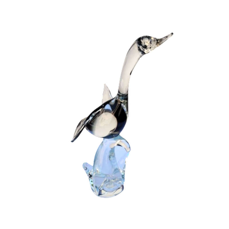 Impressive Size Murano Hand Blown Smokey Grey and Clear Goose