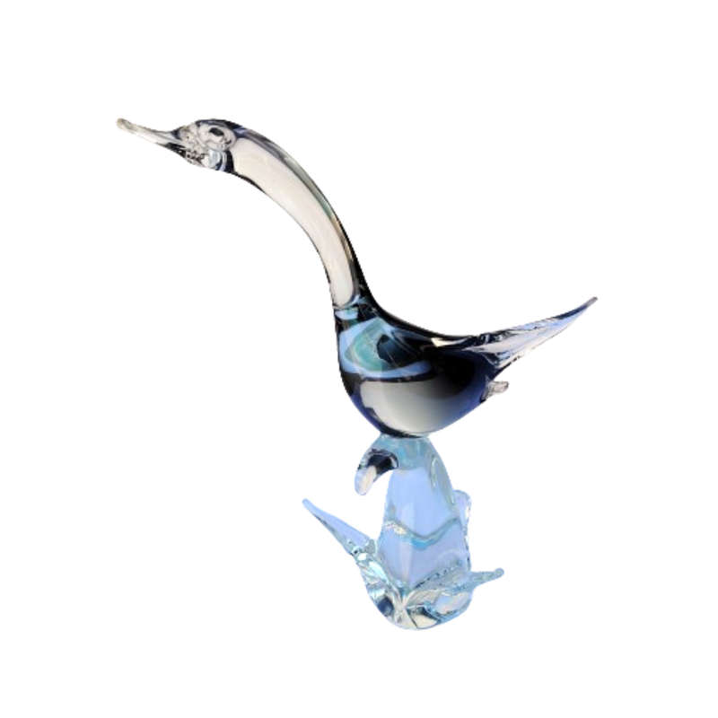 Impressive Size Murano Hand Blown Smokey Grey and Clear Goose