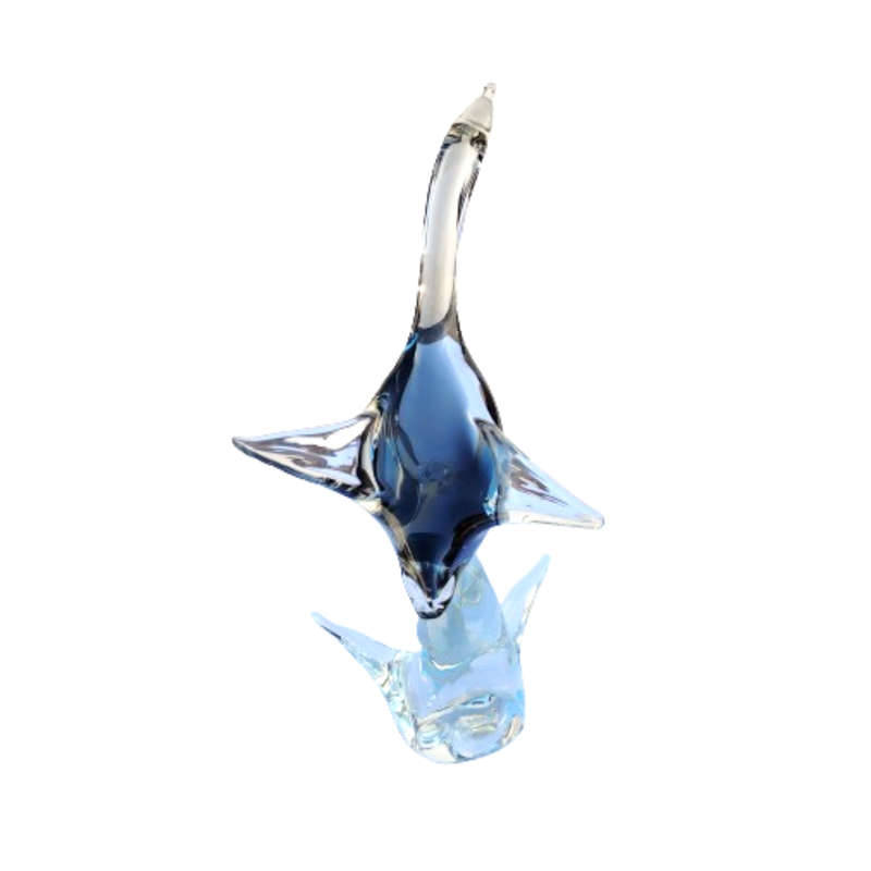 Impressive Size Murano Hand Blown Smokey Grey and Clear Goose