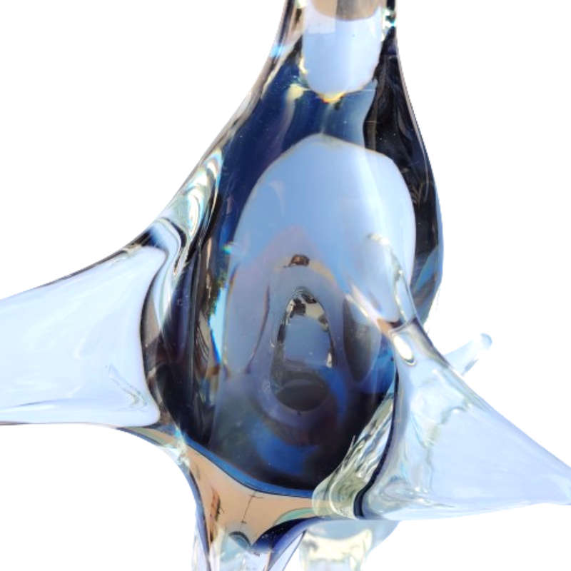 Impressive Size Murano Hand Blown Smokey Grey and Clear Goose
