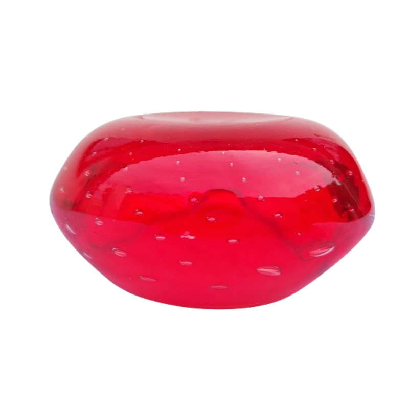 Murano Deep Red with Bubbles Art Glass Bowl ashtray