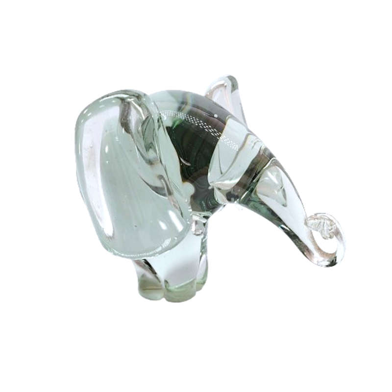 Art Ngwenya Glass Baby Elephant Paperweight Swaziland