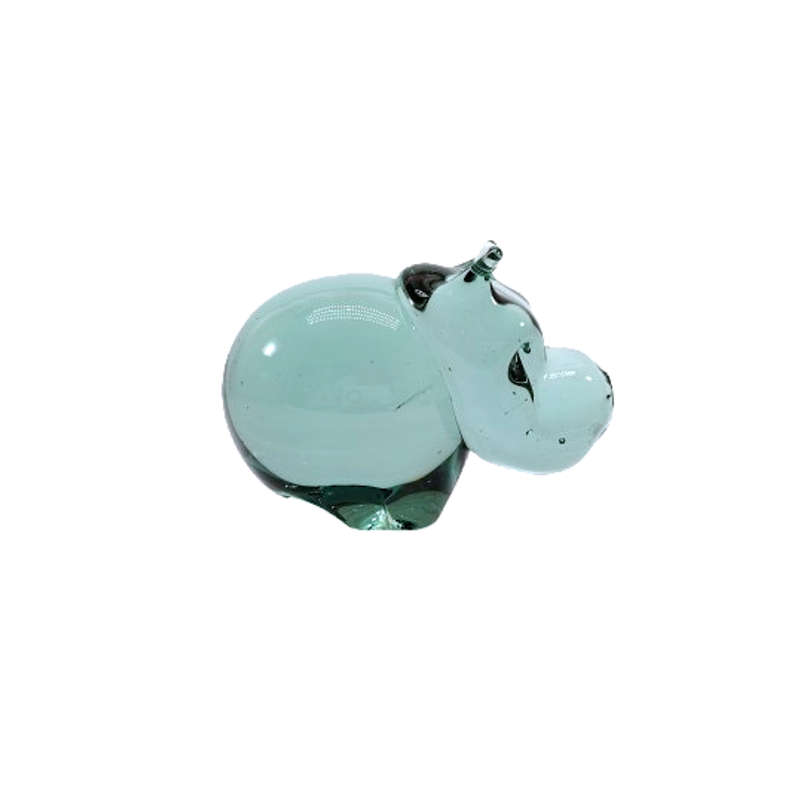 Art Ngwenya Glass Hippo Paperweight Swaziland