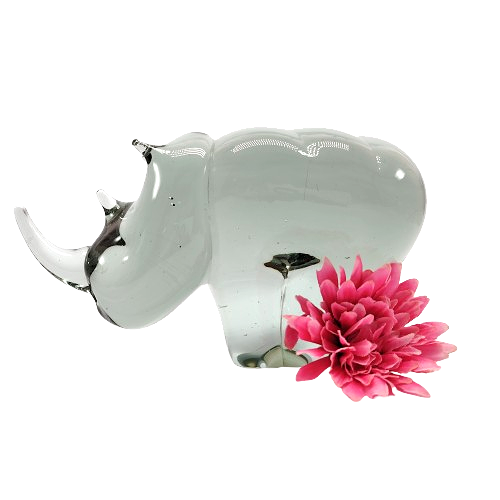 Art Ngwenya Glass Large And Heavy Rhino Paperweight Swaziland