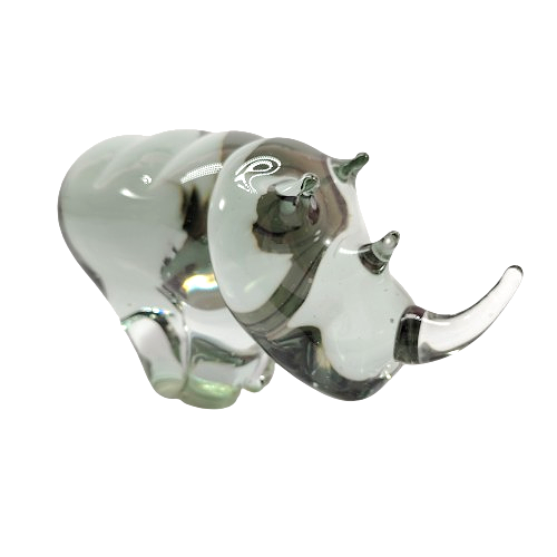 Art Ngwenya Glass Large And Heavy Rhino Paperweight Swaziland