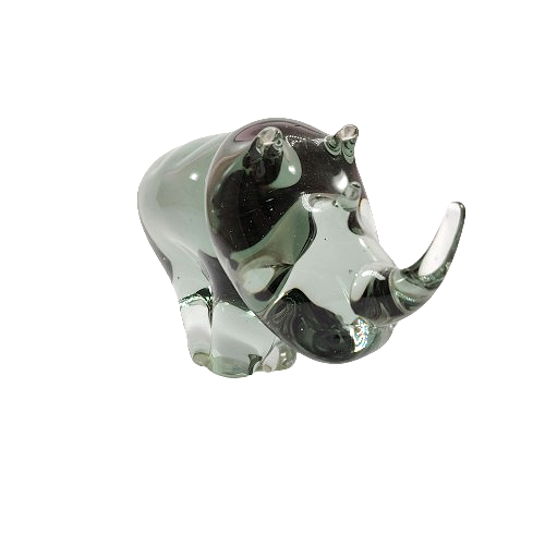 Art Ngwenya Glass Large And Heavy Rhino Paperweight Swaziland
