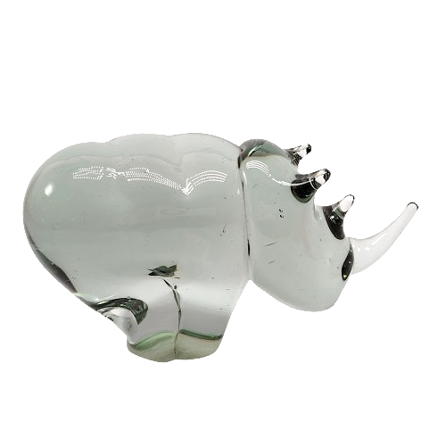 Art Ngwenya Glass Large And Heavy Rhino Paperweight Swaziland