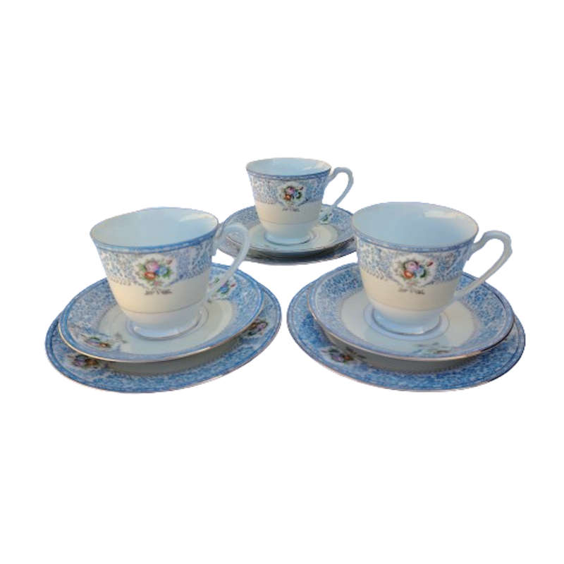 Noritake Blue and Yellow 3 x Trio's