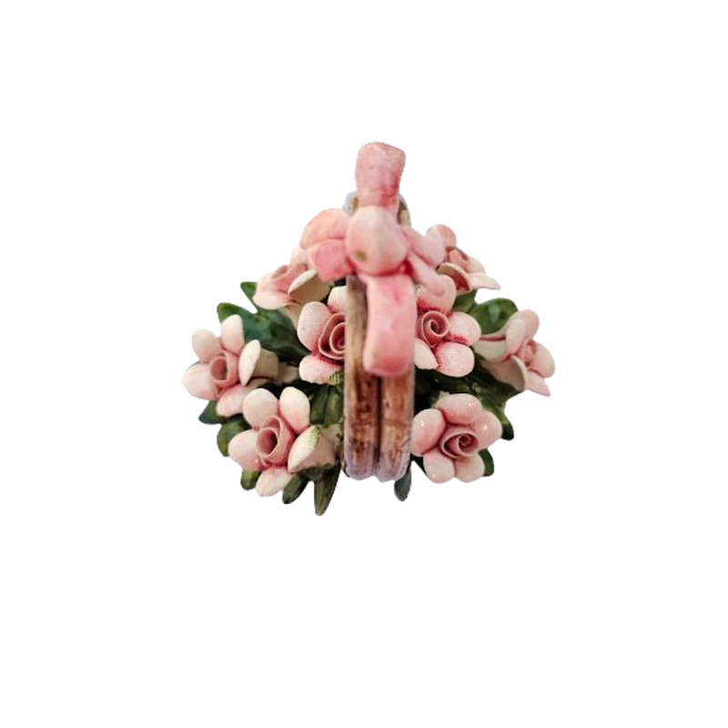 Nuova Capodimonte Handled Hand Molded Basket of Flowers