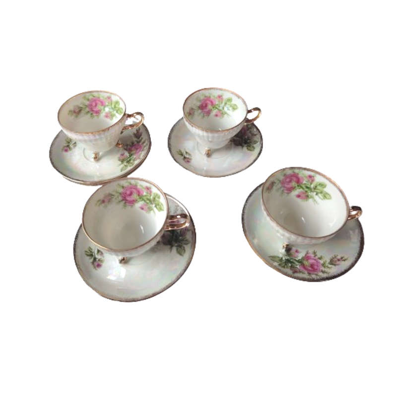 Beautiful Pearl Effect Footed cups and saucers Duo's