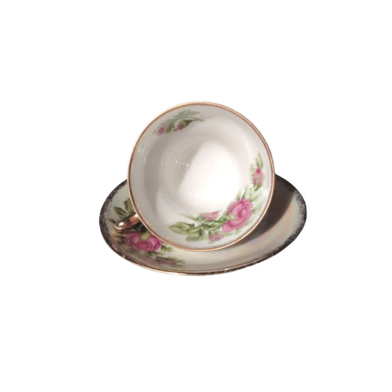 Beautiful Pearl Effect Footed cups and saucers Duo's