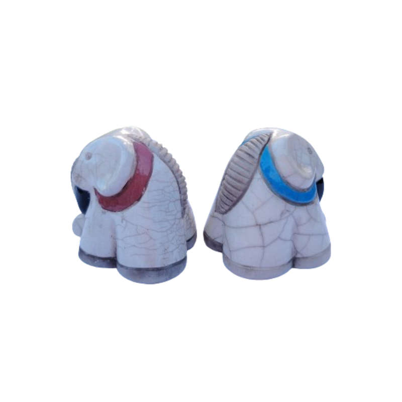 Pair of Raku Pottery Elephants Figurines