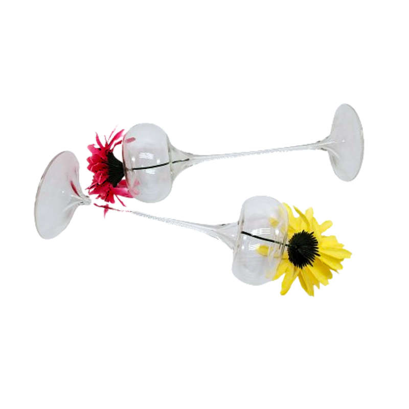 Two Striking Clear Blown Glass Oil Burners