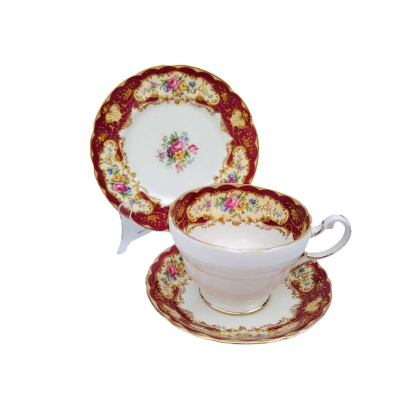 Paragon Trio Fine Bone China Red Pompadour Trio