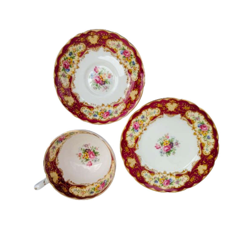 Paragon Trio Fine Bone China Red Pompadour Trio