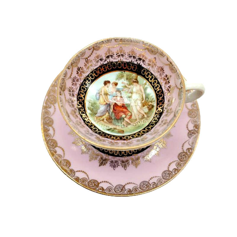 Antique Erdmann Schlegelmilch Pedestal Demitasse Cup and Saucer