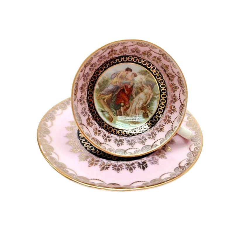 Antique Erdmann Schlegelmilch Pedestal Demitasse Cup and Saucer