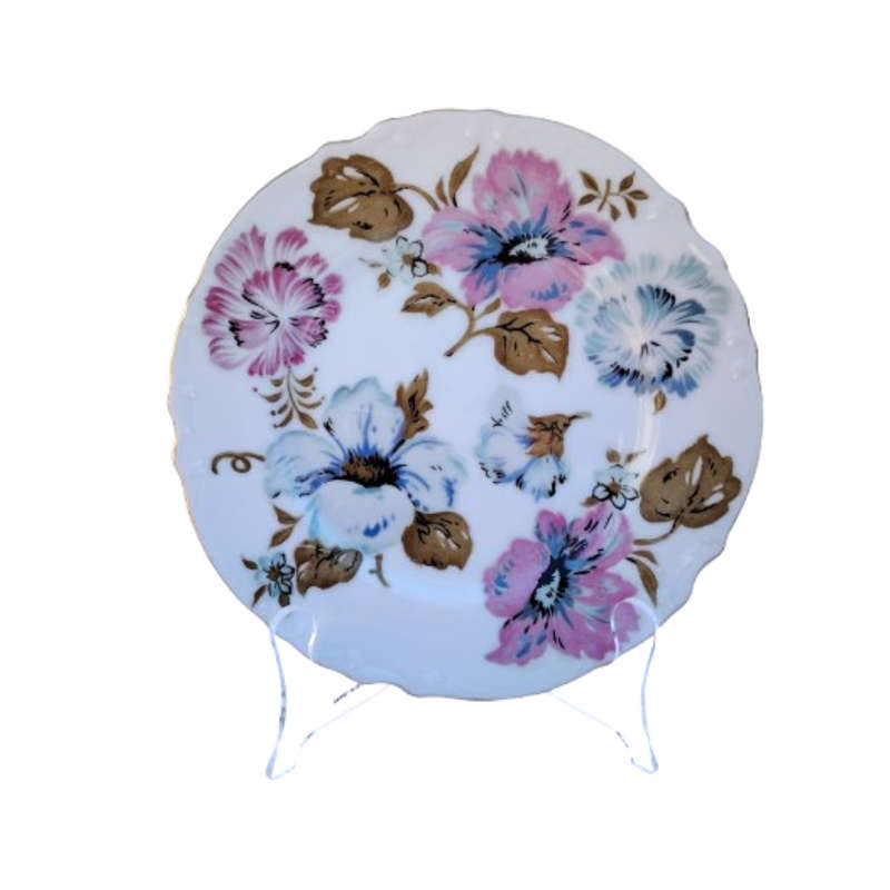 Very Pretty pink and Blue Flower Bone China Trio