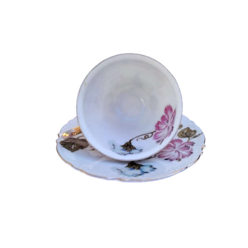 Very Pretty pink and Blue Flower Bone China Trio