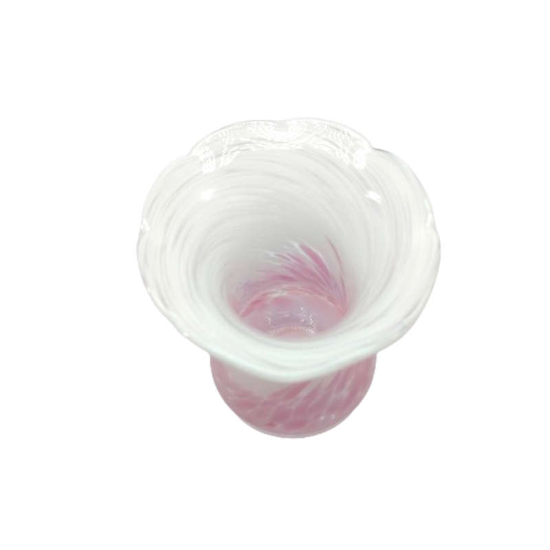 Opaque White and Pink Mottled Glass Vase