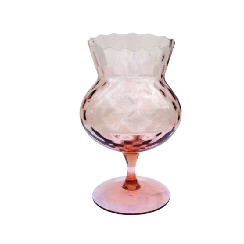 Mid-Century Italian Optic Pink Glass Stem Vase, probably Empoli Italy