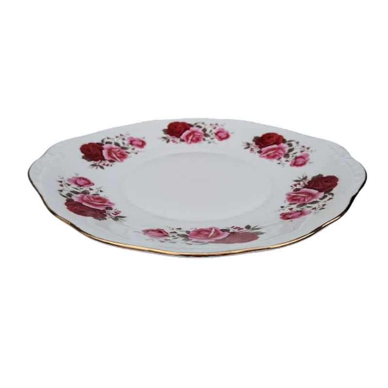 Queen Anne Fine Bone China Roses Cake Plate