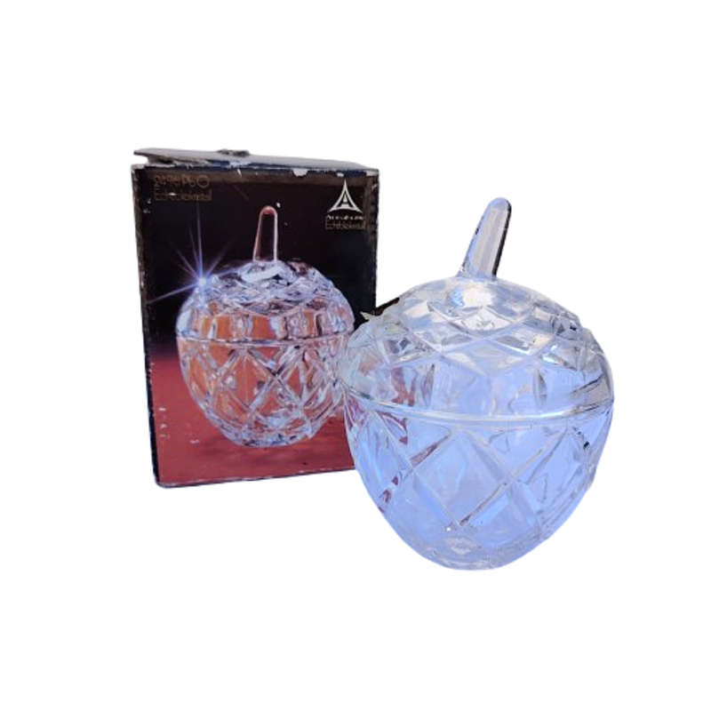 Royal Crystal Rock RCR 24% Crystal Apple Sugar Bowl with Lid