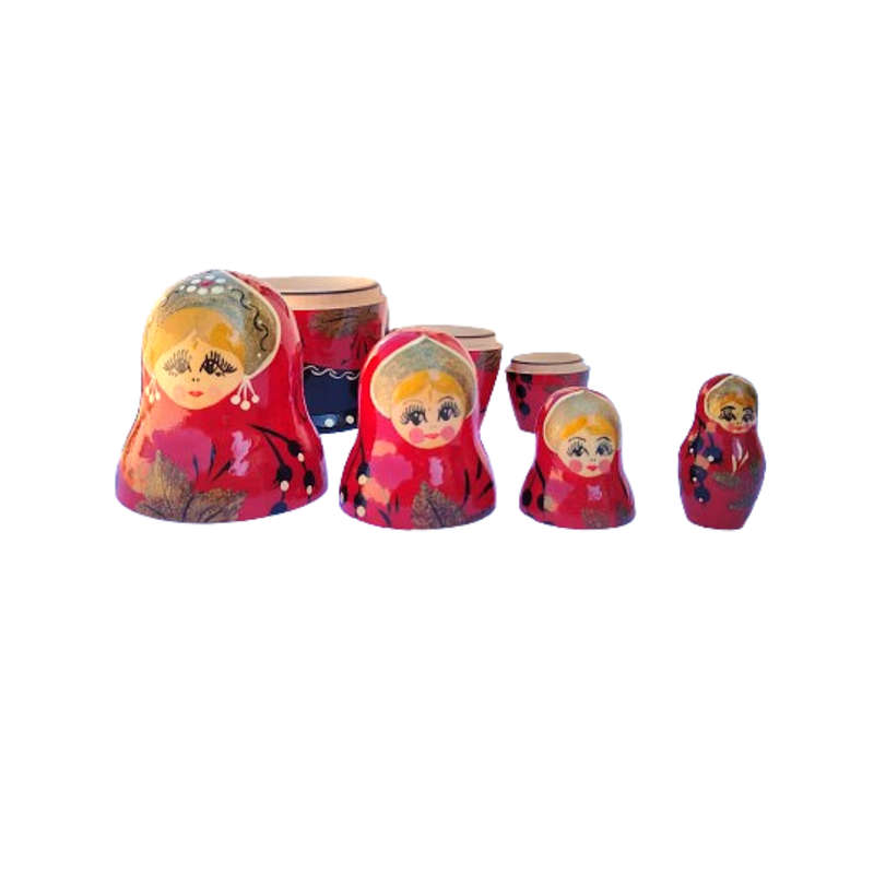 Russian Wooden Red Doll Set