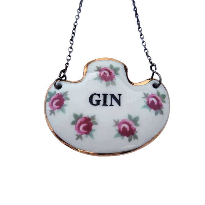 Royal Adderly Brandy Decanter Label Floral