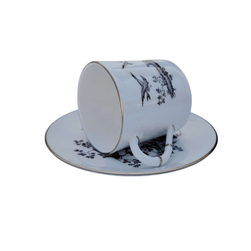 Royal Worcester Black Pheasant Bone China Teacup and Saucer