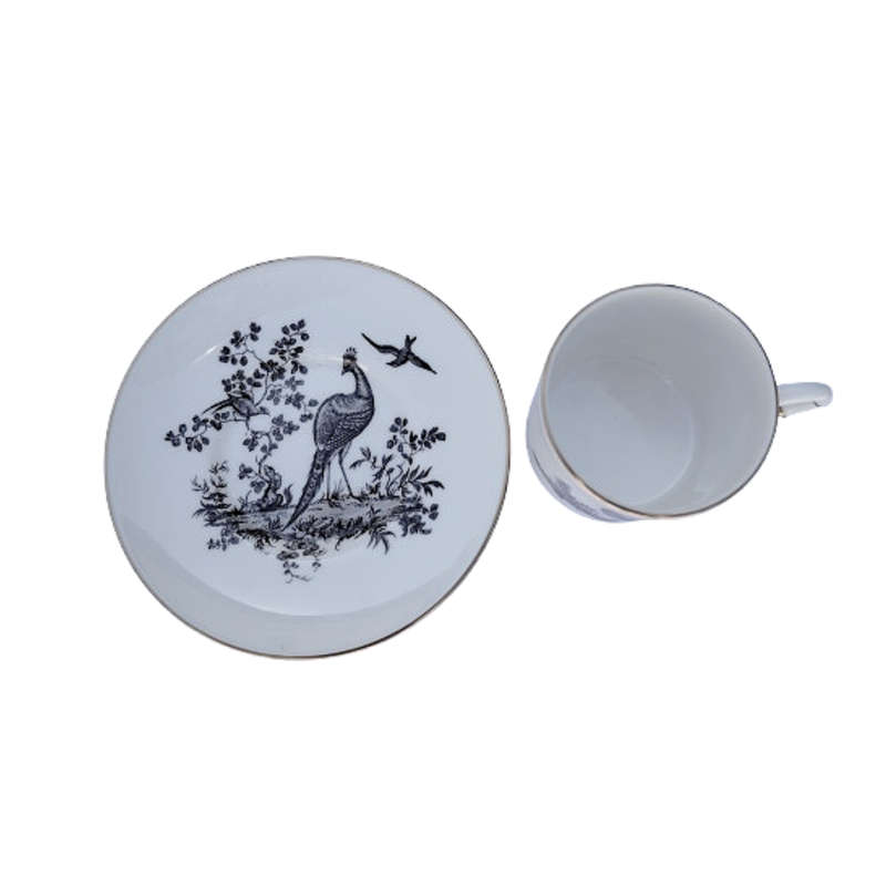 Royal Worcester Black Pheasant Bone China Teacup and Saucer