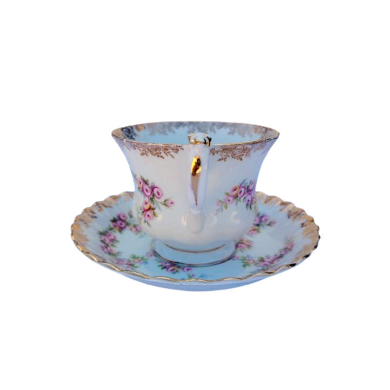 Royal Albert Dimity Rose Pink and Gold Tea Trio