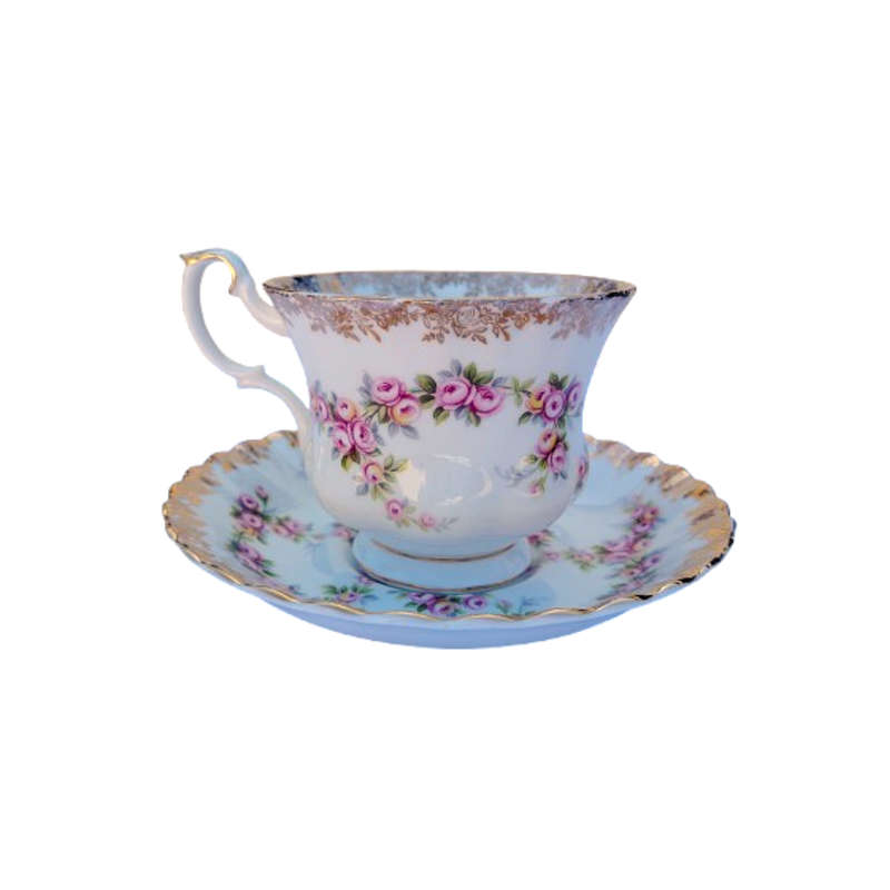 Royal Albert Dimity Rose Pink and Gold Tea Trio