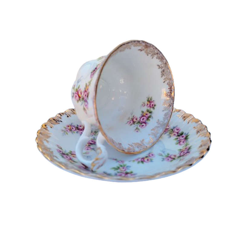Royal Albert Dimity Rose Pink and Gold Tea Trio