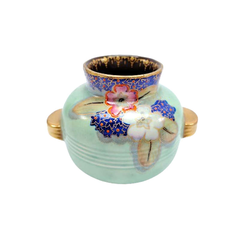 Royal Crown Devon Fielding`s Vase with Enameled Floral Detail