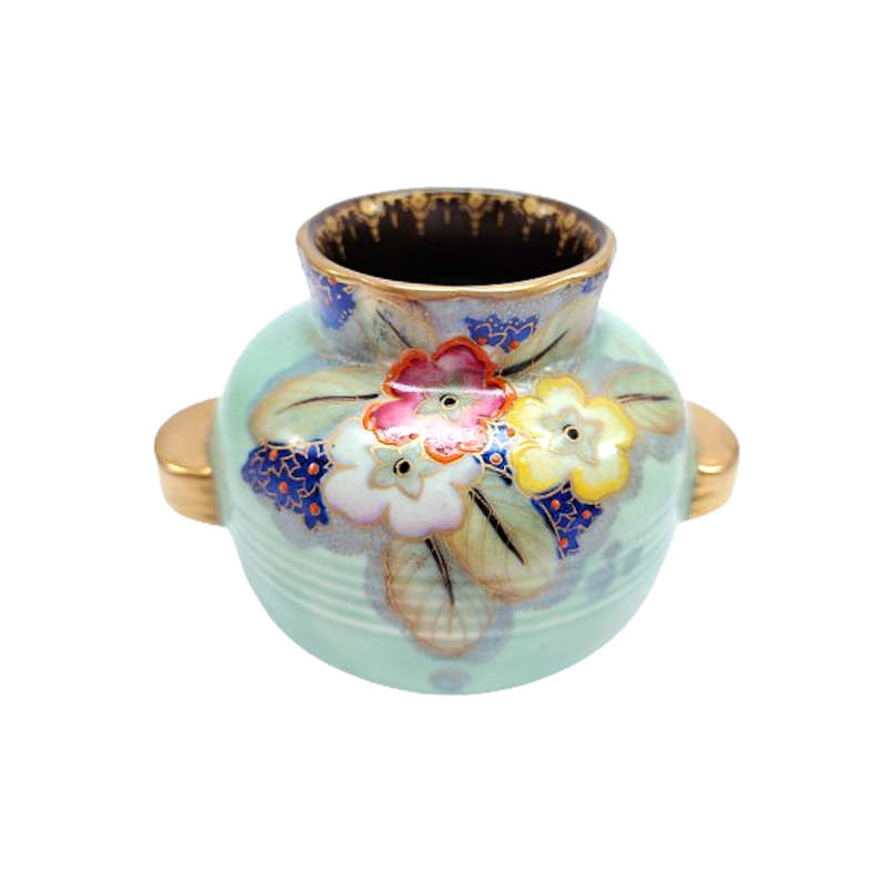 Royal Crown Devon Fielding`s Vase with Enameled Floral Detail