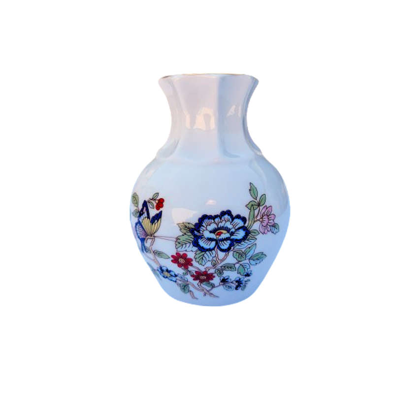 Royal Tara Bone China Blue Vase Flowers and Butterflies
