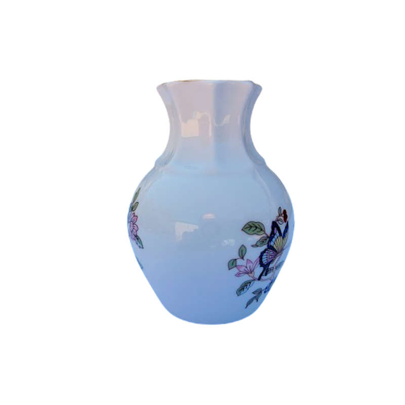Royal Tara Bone China Blue Vase Flowers and Butterflies
