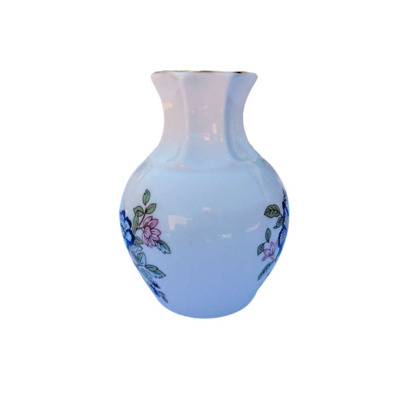 Royal Tara Bone China Blue Vase Flowers and Butterflies